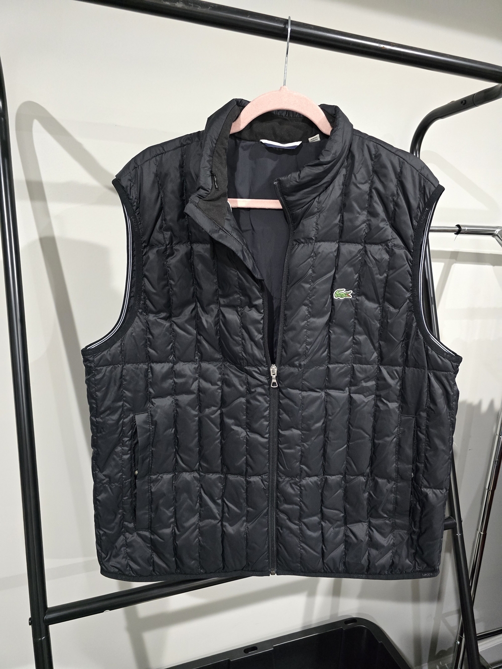 Lacoste Black Quilted Sleeveless Puffer Vest
